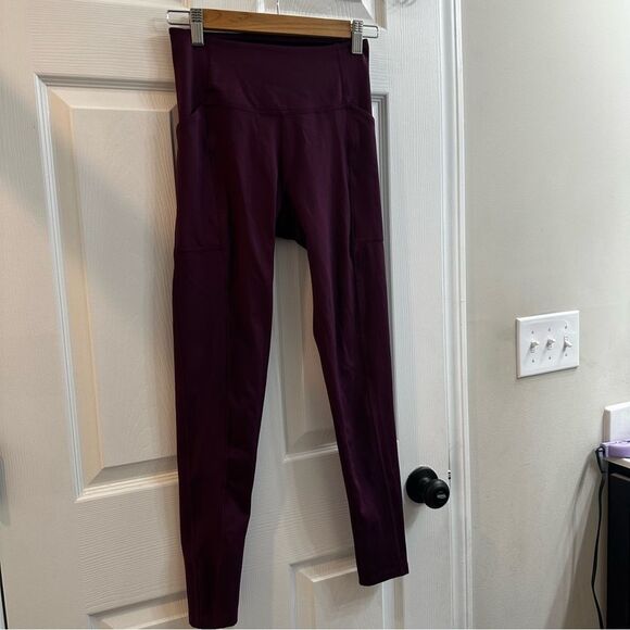 Girlfriend Collective women's High Waisted 7/8 Pocket Legging - Plum size Small - Picture 4 of 8